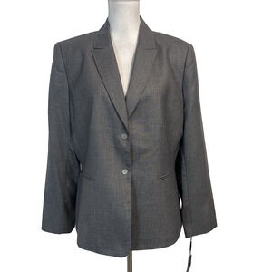 Tahari Blazer Jacket sz 16 Abraham Gray Stretch Career Professional Suit Lawyer